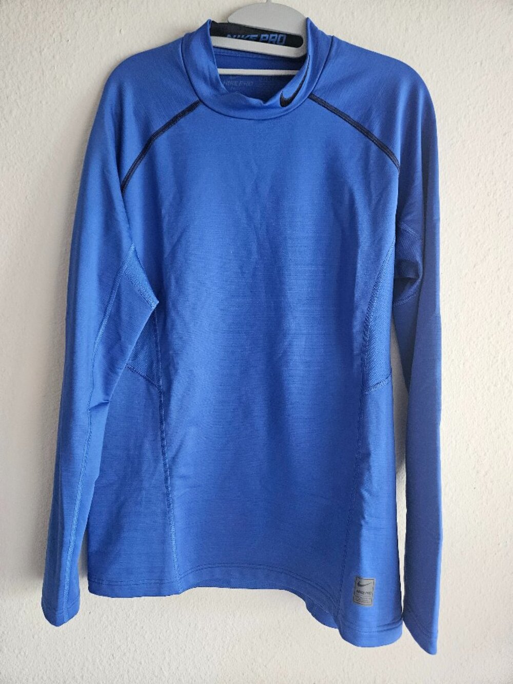 Nike Dri-FIT Pro Combat Hyperwarm Lite Blue Long Sleeve Fitted Shirt Large L
